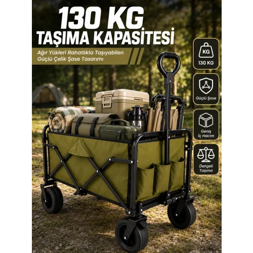 Mey İthalat® Kamp, Piknik, Plaj ve Alışveriş İçin Çok Amaçlı Katlanabilir Wagon