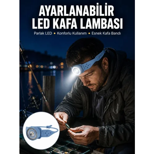 Mey İthalat® Kampçı Kafa Lambası Su Geçirmez Çok Modlu LED Yeni Nesil