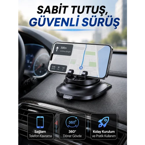 Mey İthalat® Katlanabilir Araç İçi Telefon Tutucu Gizli Numaratörlü Telefon Standı