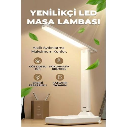 Mey İthalat® Katlanabilir Dokunmatik Kontrollü Göz Dostu Akıllı LED Masa ası – Enerji Tasarruflu