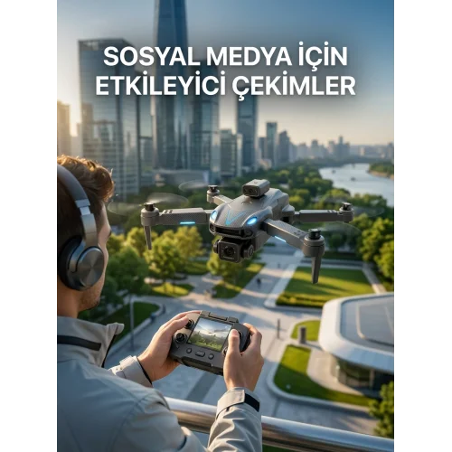 Mey İthalat® Katlanabilir Profesyonel Görünümlü Kamera Drone