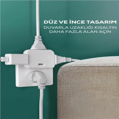 Mey İthalat® KATLANIR PRİZ  3 GÖZLÜ