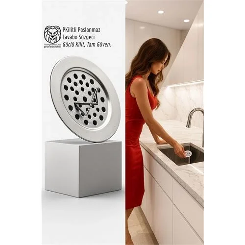 Mey İthalat®  Kilitli Paslanmaz Lavabo Süzgeci - Akıllı Tahliye ve Tam Süzme Teknolojisi (5.5 cm)