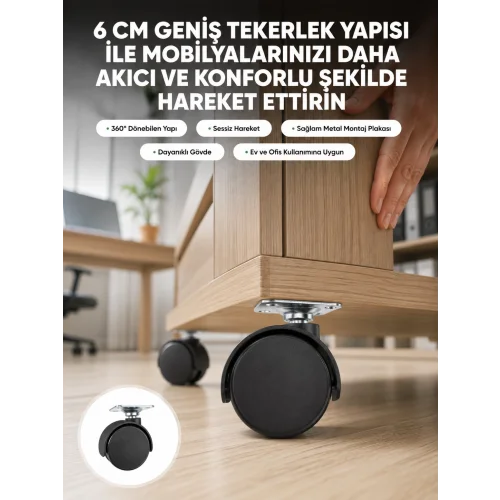 Mey İthalat® Kilitsiz 6 cm Tekerlek Ayak Tek Adet