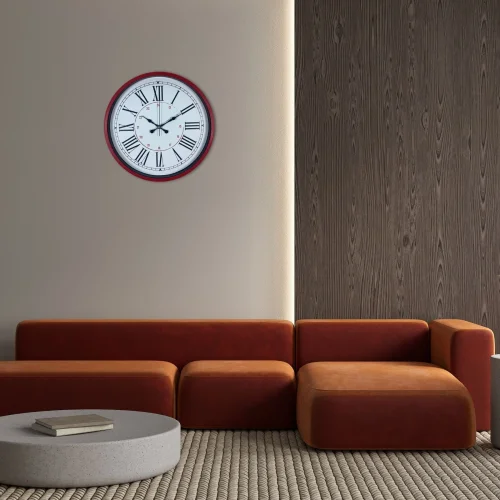 Mey İthalat® Kırmızı 36 Cm Duvar Saati
