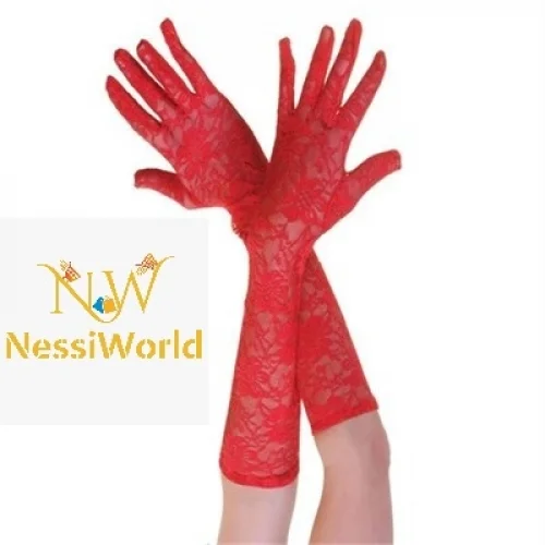 Mey İthalat® Kırmızı Renk Orta Boy Dantelli Eldiven