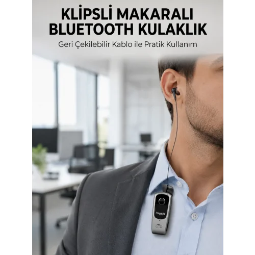 Mey İthalat® Klipsli Tasarımlı Bluetooth Kulaklık Uzun Pil Ömrü