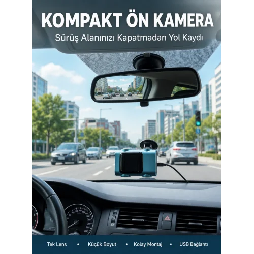 Mey İthalat® Kompakt Dash Kamera USB Şarj TF Kart Destekli Yeni Nesil