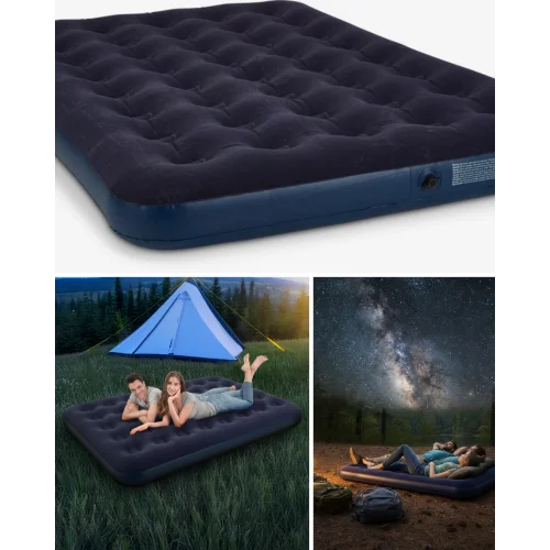 Mey İthalat® Konforlu Çift Kişilik Şişme Yatak Flokeli Yüzey Dayanıklı Gövde