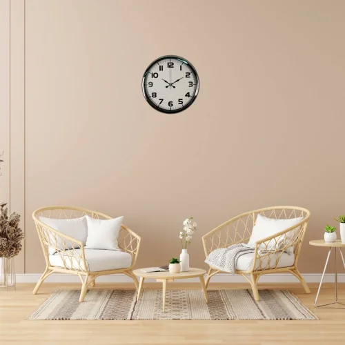 Mey İthalat® Krom Prime 40 Cm Metal Duvar Saati