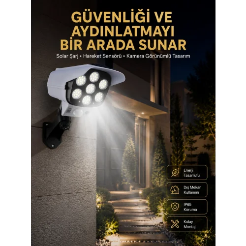 Mey İthalat® LED Lamba-Güneş Paneli Destekli Uzaktan Kumandalı Solar LED Lamba