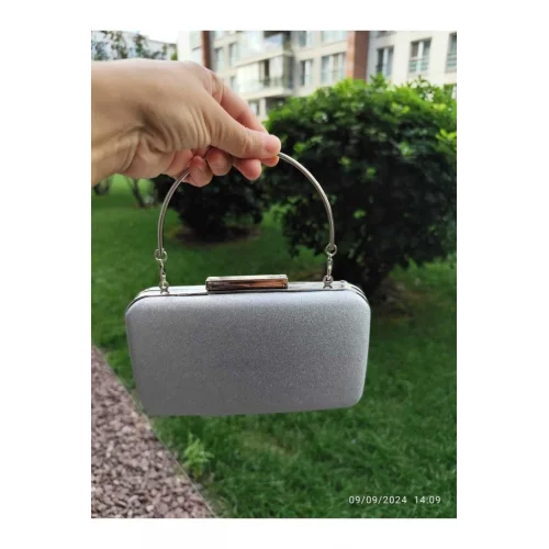 Mey İthalat® Lowell Home  Gümüş Simli Abiye Çanta