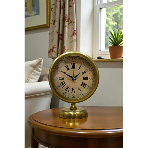 Mey İthalat® Majestic Time Eskitme 25 x 20 Cm Metal Masa Saati