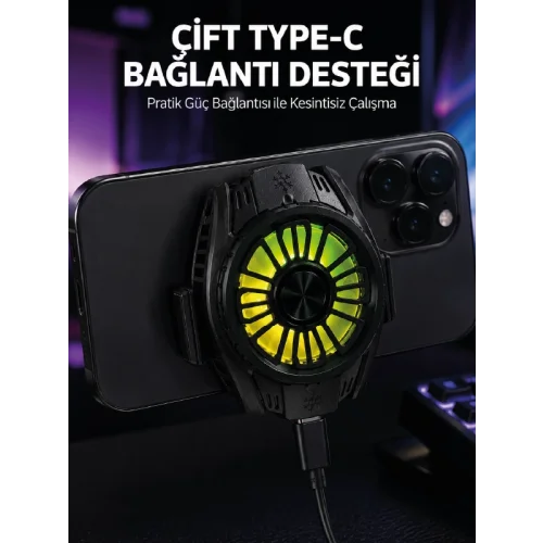 Mey İthalat® Manyetik Bağlantılı Çift Type-C Girişli Telefon Soğutucu
