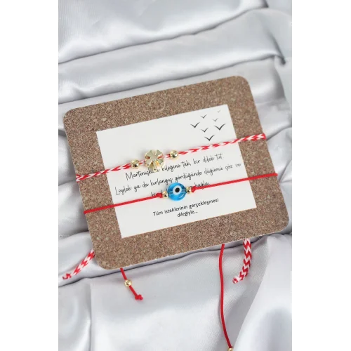 Mey İthalat® Marteniçka Bileklik 2li Yonca ve Nazarlı Model