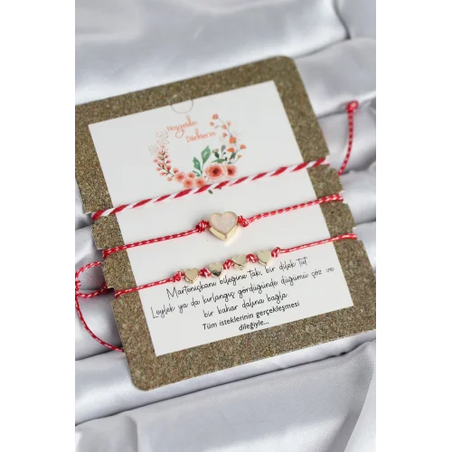 Mey İthalat® Marteniçka Bileklik 3lü Beyaz Mineli Kalp Model