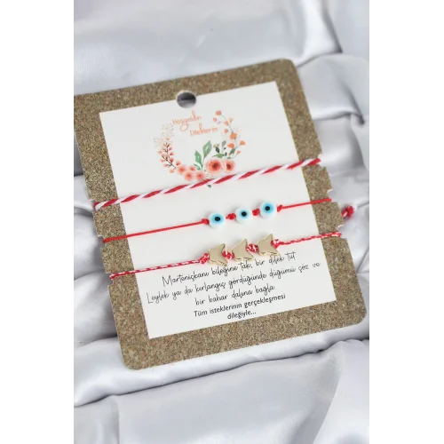 Mey İthalat® Marteniçka Bileklik 3lü Kelebek ve Nazar Boncuklu Model