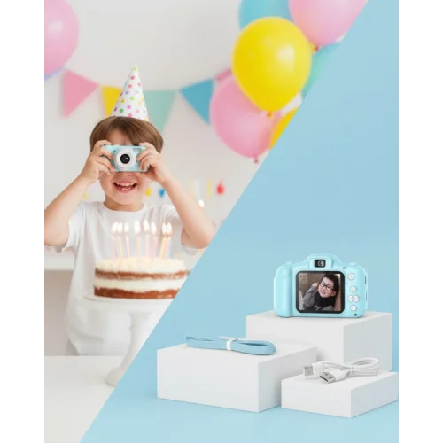 Mey İthalat® Mavi Kompakt Dijital Kamera HD Video ve Fotoğraf Çekim Özellikli USB Bağlantılı