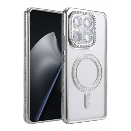 Mey İthalat® Mi 15T Pro Joke Simli Magneticsafe Kılıf - Gümüş