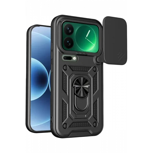 Mey İthalat®   Mi 17 Pro Max Pars Lens Yüzüklü Silikon - Siyah