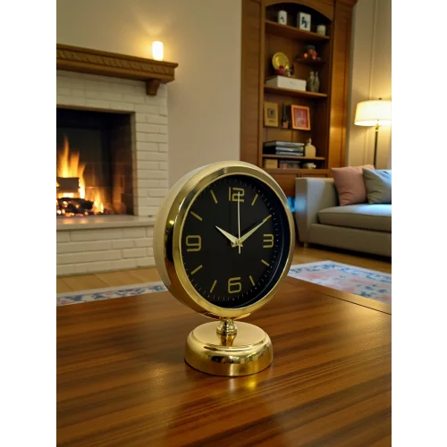 Mey İthalat® Midnight Gold 25 x 20 Cm Metal Masa Saati