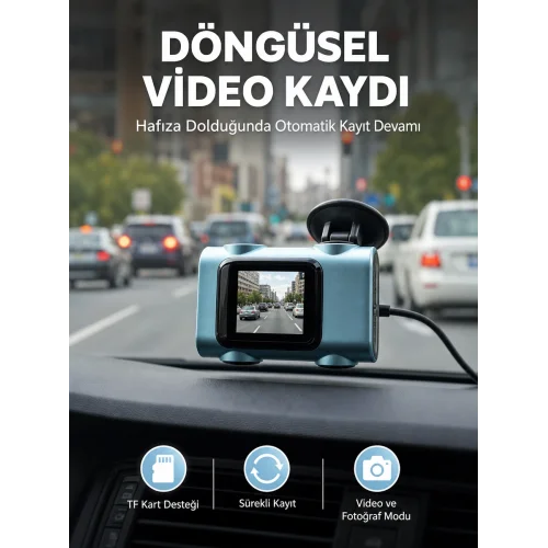 Mey İthalat® Mini Araç İçi Kamera Sürekli Kayıt Geniş Açılı Yeni Nesil