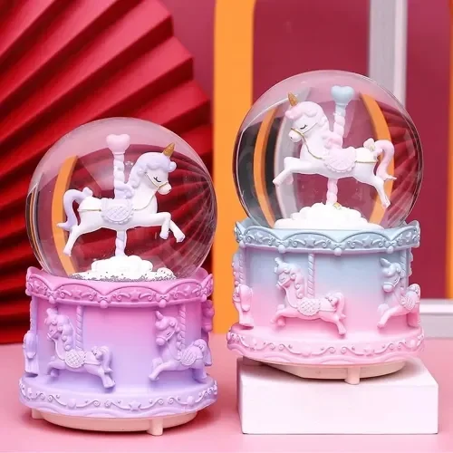 Mey İthalat® Mini Boy Işıklı Unicorn Kar Küresi