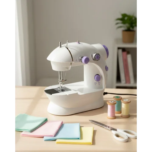 Mey İthalat® Mini Ev Tipi Dikiş Makinesi Pedallı Elektrikli Taşınabilir