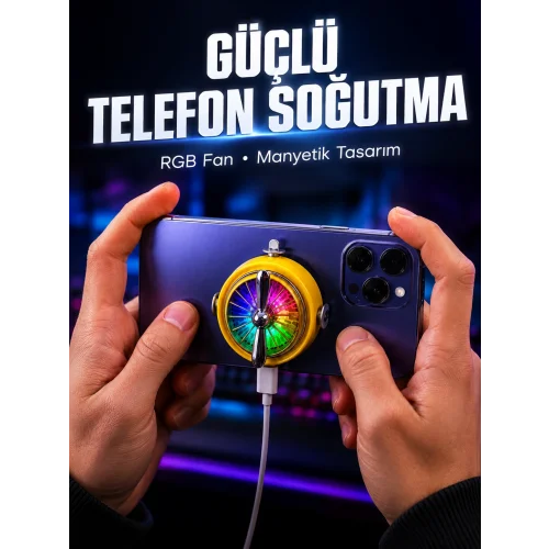 Mey İthalat® Mobil lar İçin RGB Işıklı Telefon Soğutucu