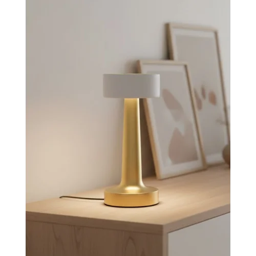 Mey İthalat® Modern Altın Gövdeli LED Masa Lambası 3 Işık Modlu