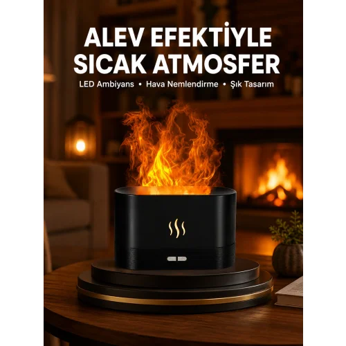 Mey İthalat® Kumandalı Alev Görünümlü LED Hava Nemlendirici Buhar Makinesi Yeni Nesil