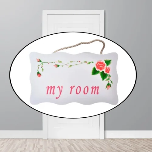 Mey İthalat®   My Room Benim Odam Dekoratif Çiçek Desenli Kapı Askısı