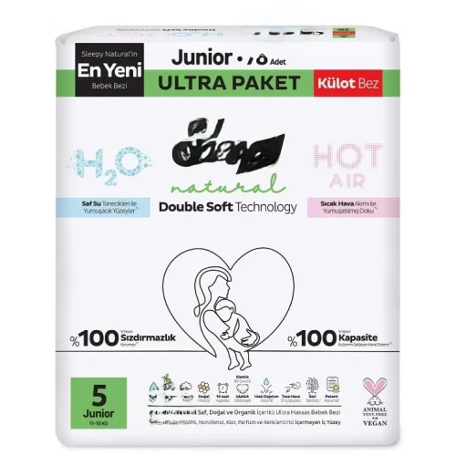 Mey İthalat® Natural Double Soft Külot Bez Ultra Paket 5 Beden 78 Adet