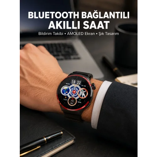 Mey İthalat® NFC Destekli Akıllı Saat AMOLED Ekranlı Şık Tasarım Yeni Nesil