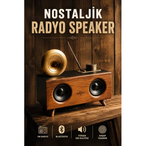 Mey İthalat® Nostaljik Görünümlü Bluetooth Bağlantılı Speaker
