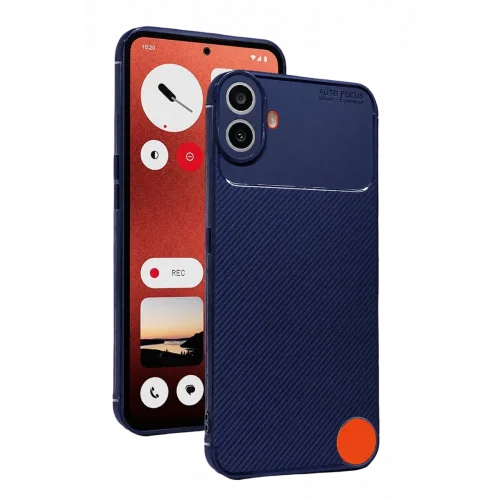 Mey İthalat® Nothing Phone Nothing CMF Phone 1 Auto Focus Karbon Kapak - Lacivert