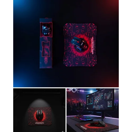 Mey İthalat® Oyuncu Mouse Seti RGB Aydınlatmalı 7 Fonksiyon Tuşlu Yüksek Performans