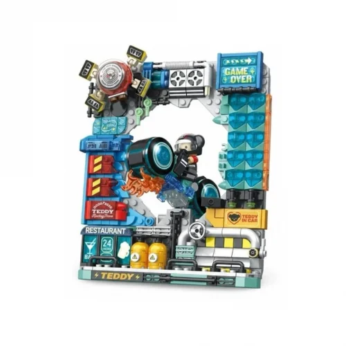 Mey İthalat® P881505 MOTORCU TEDDY 458 PARÇA BLOCK OYUNCAK