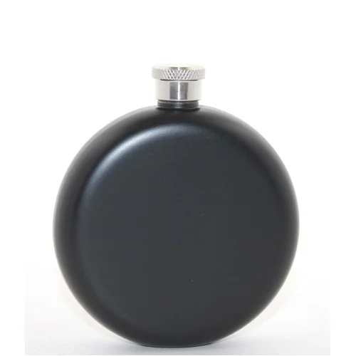Mey İthalat® Paslanmaz Çelik Yuvarlak 5 Oz Tekli Matara Siyah Renk