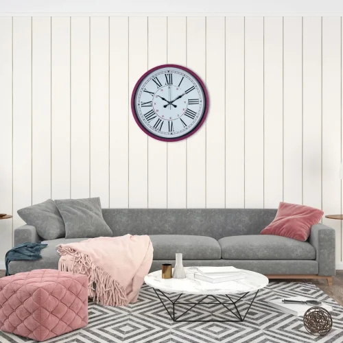Mey İthalat® Pembe 36 Cm Dekoratif Duvar Saati