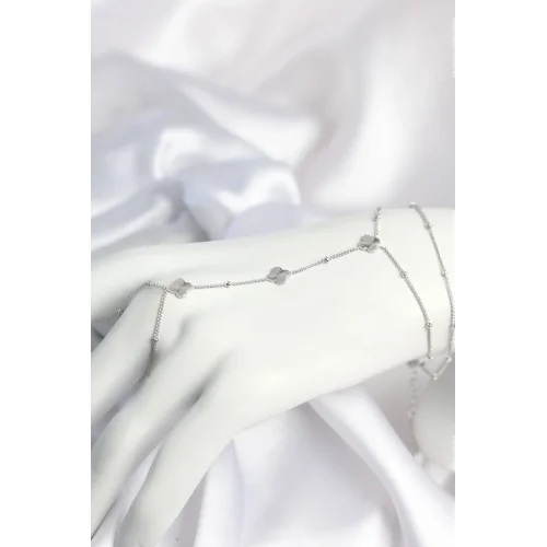 Mey İthalat® Pirinç Gümüş Renk Yonca Model Kadın Şahmeran