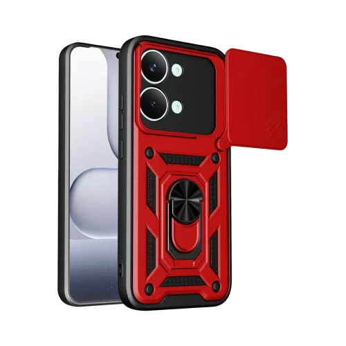 Mey İthalat®   Poco X8 Pro Max Pars Lens Yüzüklü Silikon - Kırmızı