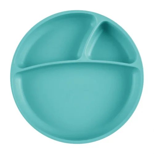 Mey İthalat®   Porsiyon Vakum Tabanlı Silikon Tabak Aqua Green