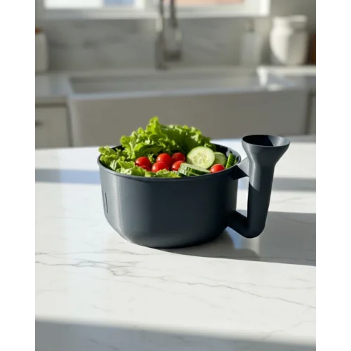 Mey İthalat® Pratik Sebze Yıkayıcı Süzgeçli Hazneli Ergonomik Saplı Mutfak Yardımcısı