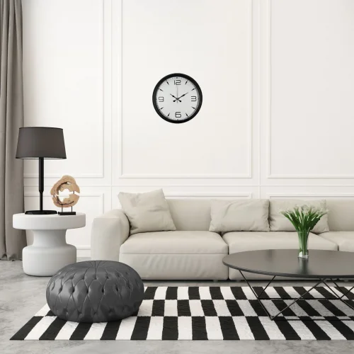 Mey İthalat® Precision Black 40 Cm Metal Duvar Saati