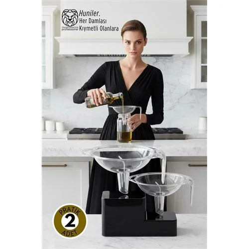 Mey İthalat® Premium 2li Şeffaf Huni Seti: İtalyan Tasarımı BPA Free Kristal Netliğinde Kusursuz Akış