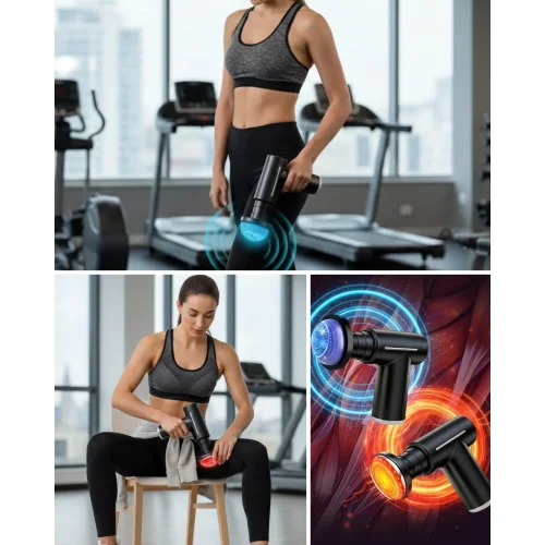 Mey İthalat® Profesyonel Derin Doku Masaj Aleti 6 Başlık 1800 mAh Batarya