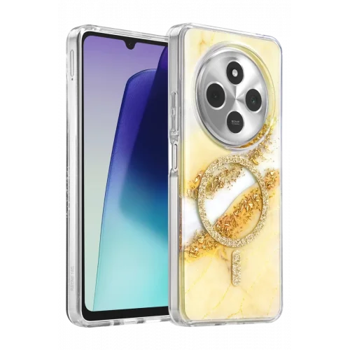Mey İthalat®   Redmi 14C Lotus Simli Magsafe Kapak - Gümüş
