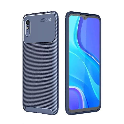 Mey İthalat® Redmi 9A Kılıf Auto Focus Karbon Kapak - Lacivert