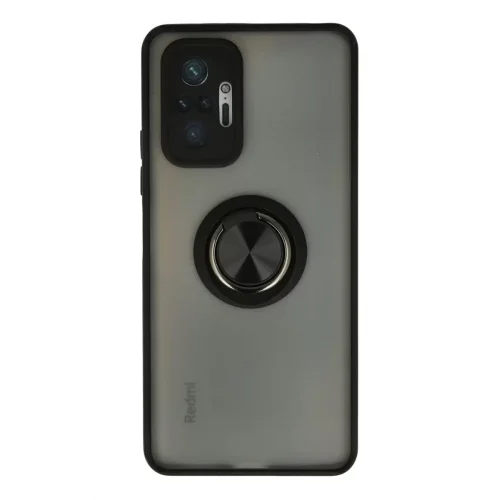 Mey İthalat® Redmi Note 10 Pro Kılıf Montreal Yüzüklü Silikon Kapak - Siyah